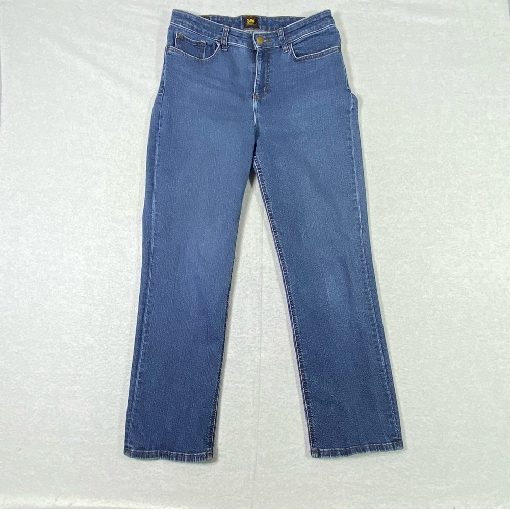 Lee Jeans Womens Size 10 Blue Straight Leg Mid Rise Stretch Classic Casual Denim